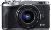 Canon EOS M6 Mark II Camera Silver 15-45 mm Lens Kit Front